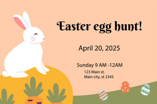 Happy easter egg hunt invitation with geometric design for april event.