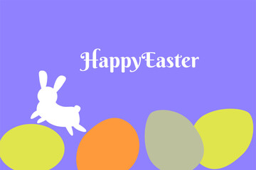 Colorful geometric easter design with bunny and eggs for seasonal celebration.