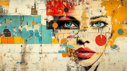 Abstract illustration of a beautiful woman, featuring artistic shapes and flowing lines, abstract color, blending elegance and creativity in a stylized, modern design.