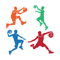 Basketball player silhouettes.