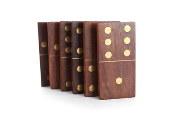 Wooden dominos blocks on white background