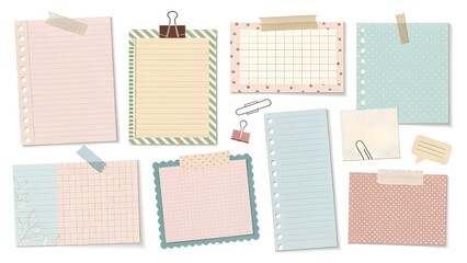 Pastel Paper Notes Collection &ndash; Torn Edges, Textures, and Adhesive Accents