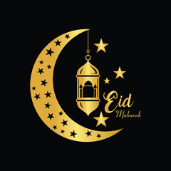 Eid Mubarak or Ramadan on Islamic design concept with a moon