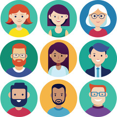User profile Icons set males and females vector illustration, user avatar set. people avatar profile icons