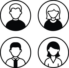 User profile Icons set males and females vector illustration, user avatar set. people avatar profile icons