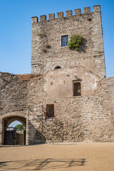 Stone wall and keep tower of Monsaraz castle, Alentejo PORTUGAL © Liliana