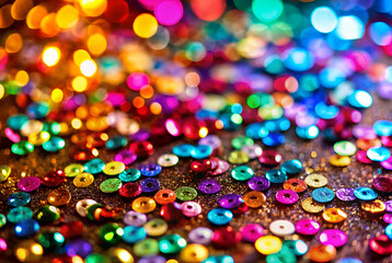 Colorful Shiny Sequins Glitter Festive Background