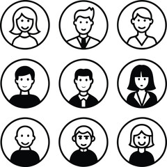 User profile Icons set males and females vector illustration, user avatar set. people avatar profile icons