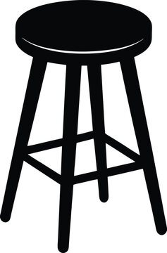 recommend clip art: Minimalist black stool vector illustration for furniture design, bar stool silhouette