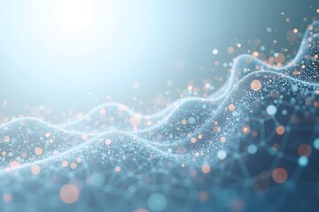 Abstract technological science background of blue waves and light bokeh