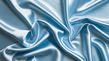 Fototapeta premium Blue silk background. Soft Sky Blue Satin Fabric with Elegant Folds.