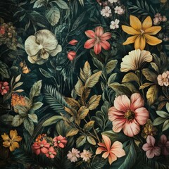 Floral background with hibiscus and hibiscus flowers