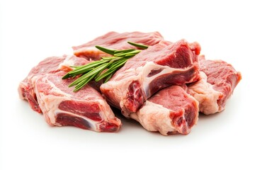 Fototapeta premium Fresh raw young lamb meat isolated on white background