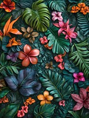 Fototapeta premium Exotic Leaves and Flowers