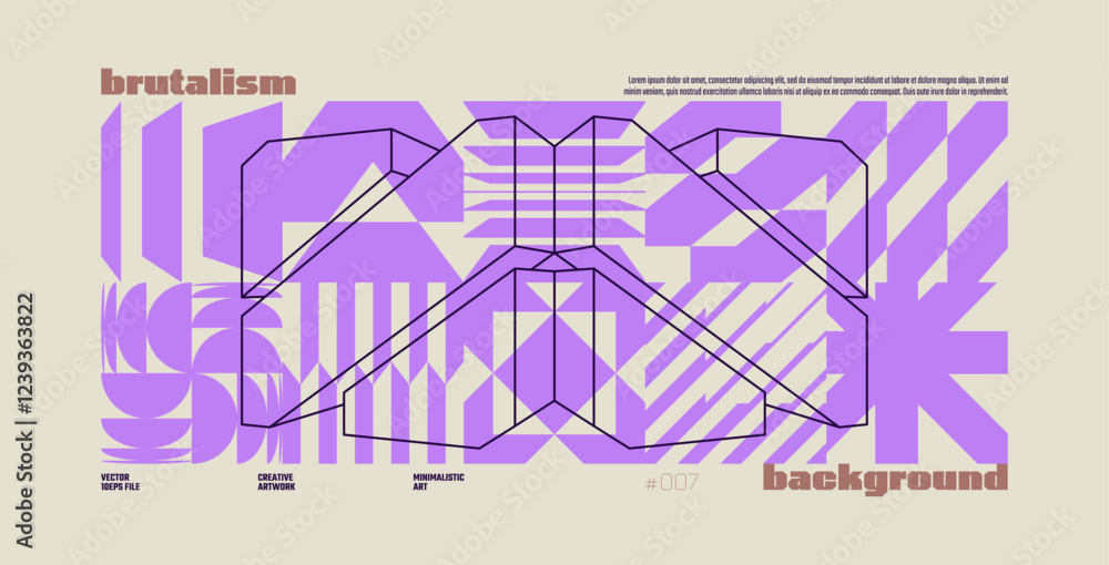Poster brutalism abstract vector white background with postmodern geometric graphic shapes in y2k aesthetic