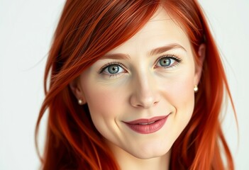 Portrait of a red-haired woman with a gentle smile