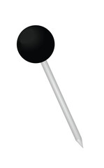 Black push  pin. vector illustration