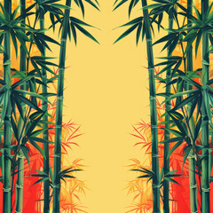 Fototapeta premium Vibrant bamboo forest nature scene digital artwork tranquil setting eye-level view serenity