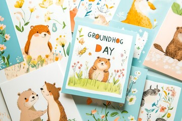 Charming Groundhog Day Greeting Cards