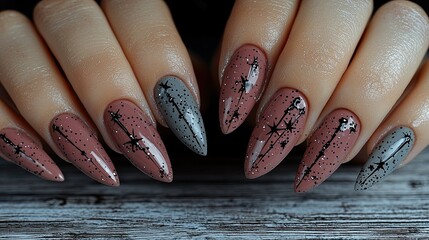 Stylish Nail Art Design Featuring Almond Shaped Nails