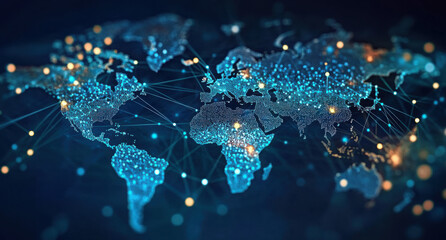 Mapa del mundo y redes. Ilustración en 3D y concepto de logística internacional de acuerdos y negocios internacionales. Redes y empresas alrededor del mundo.