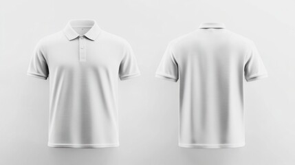 White polo shirt mockup, front and back views, on white background, for apparel design (1)