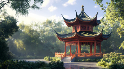 Obraz premium Traditional pagoda chinese architecture style high resolution hd image. Architectural Style. Illustration