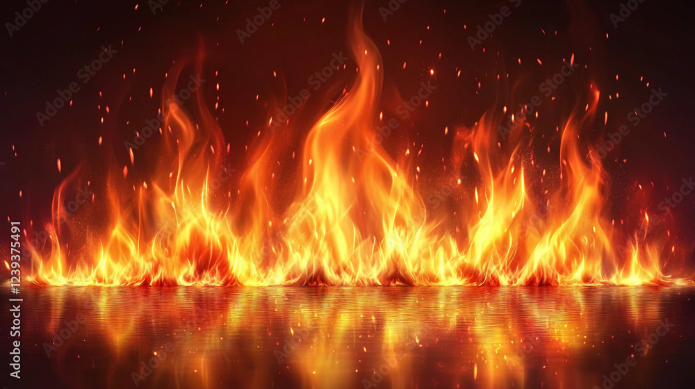 Aufkleber fiery reflections dance on the surface, illuminating the darkness with vibrant colors and dynamic mo