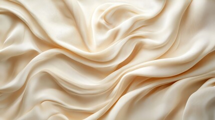 Fototapeta premium Soft beige silk fabric flowing in elegant folds, creating luxurious texture perfect for wedding, fashion, or beauty design backgrounds