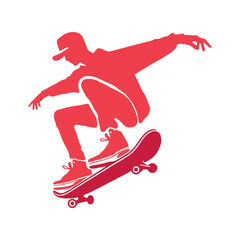 silhouette of a skateboarder jumping