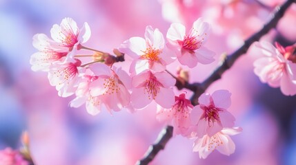 Obraz premium Springtime cherry blossoms in full bloom on a sunny day