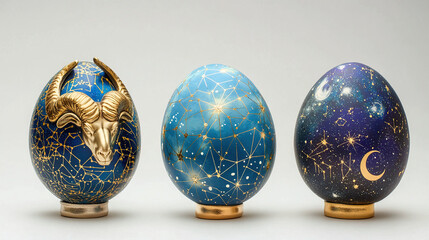 Zodiac-Themed Easter Eggs with Aries Constellation