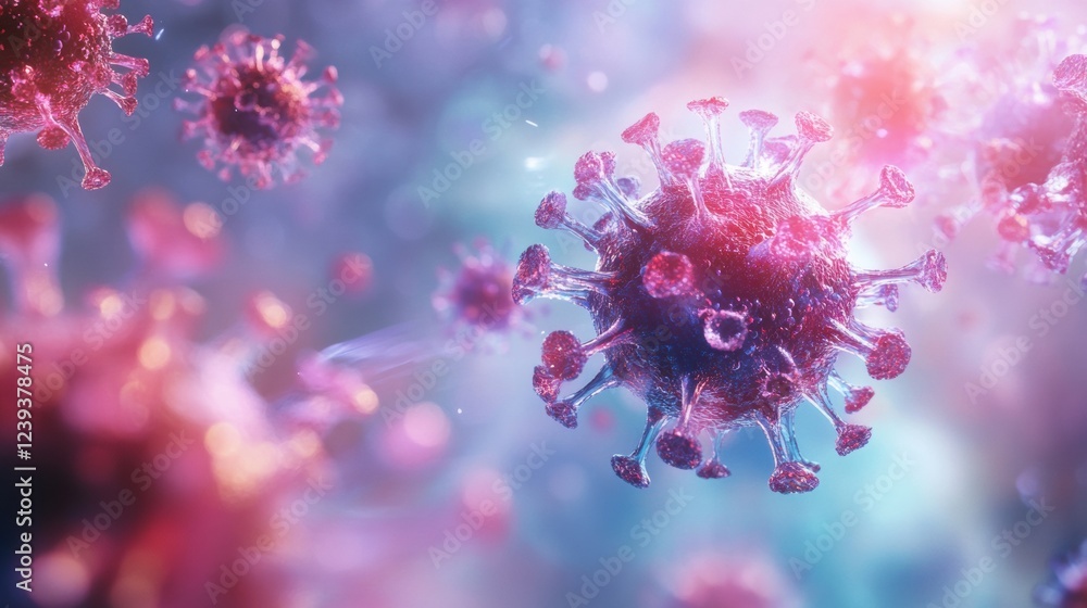 Poster respiratory virus infection depicted in vibrant 3d illustration showing structure and impact on lung