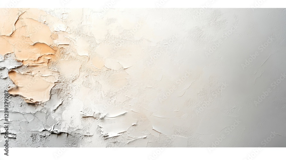 Poster weathered wall surface revealing layered paint colors, creating textural abstract pattern with crack