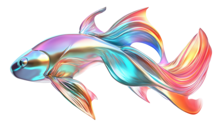 Isolated Holographic Fish with Dynamic Fins, 3D Rendered