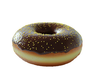 Isolated Chocolate Donut with Yellow Sugar Sprinkles