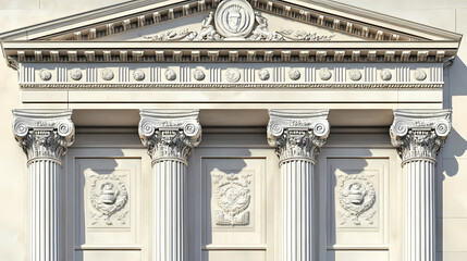 Obraz premium Intricate greek revival facade with stone carvings. Architectural Style. Illustration