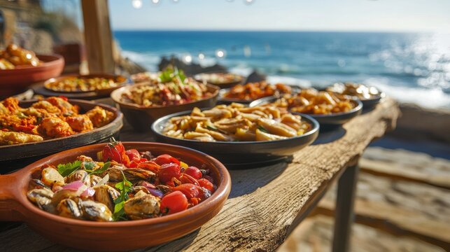 Savor authentic Spanish tapas in Tossa de Mar, Barcelona; the breathtaking coastal scenery enhances the culinary experience