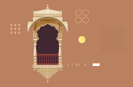 Citywalk - Traditional Rajasthani Window - Stock Illustration