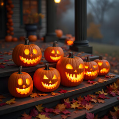 halloween pumpkins on poarch