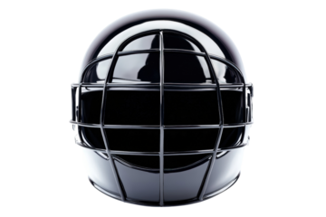 Isolated Black Baseball Catcher's Helmet with Metal Grid