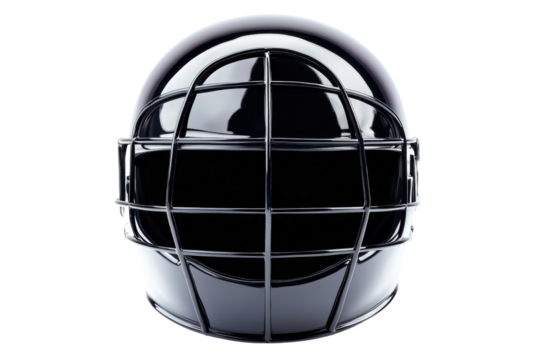 Isolated Black Baseball Catcher's Helmet with Metal Grid