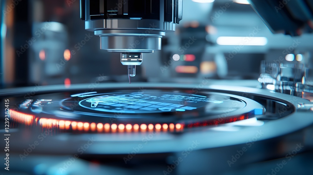 Poster futuristic technology nanobot precision engineering science microchip digital innovation advanced ro