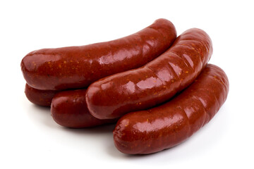 Oktoberfest Smoked pork Sausages, isolated on white background.