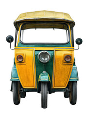 Isolated Vintage Auto Rickshaw Front View