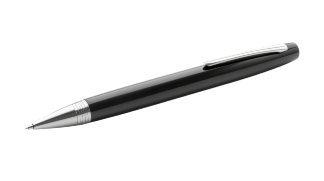 Isolated Elegant Black Metal Ballpoint Pen