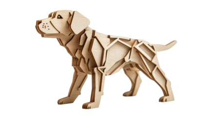 Isolated Low-Poly Style Light Wood Dog Model