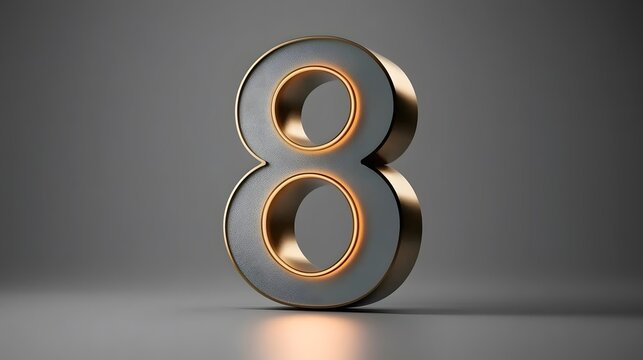 Modern metallic number eight symbolizing International Women's Day. Generative AI