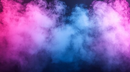 Fototapeta premium Pink and blue smoke swirls on black background, abstract design