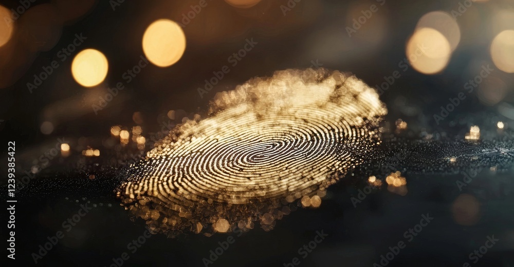 Poster concept of surveillance and security scanning through digital programs and fingerprint biometrics